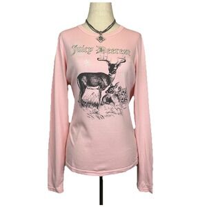 RARE Vintage Y2K Juicy Couture Holiday Long Sleeve Shirt Winter Juicy Deerest